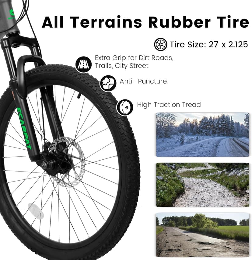 27.5 Inch Full Suspension Mountain Bike, Front & Rear Shock Absorbers, Mechanical Disc Brakes, 21-Speed Steel Frame, for Men & Women, Outdoor & Fitness Cycling