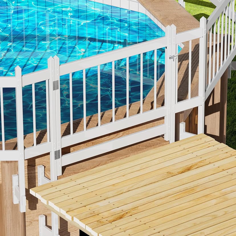 VINGLI Above Ground Pool Safety Fence,Swimming Pool Fences, Pool Fencing,White (Kit A-8 Sections)