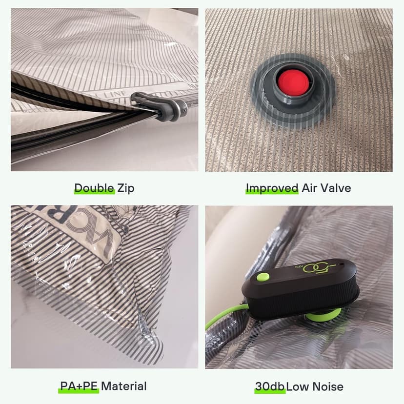 Vacuum Bags for Travel with USB Electric Pump, 15 Pack Carry-on Size Compression Packing for Luggage and Suitcase, Space Saver Bags for Clothes and Clothing Travel