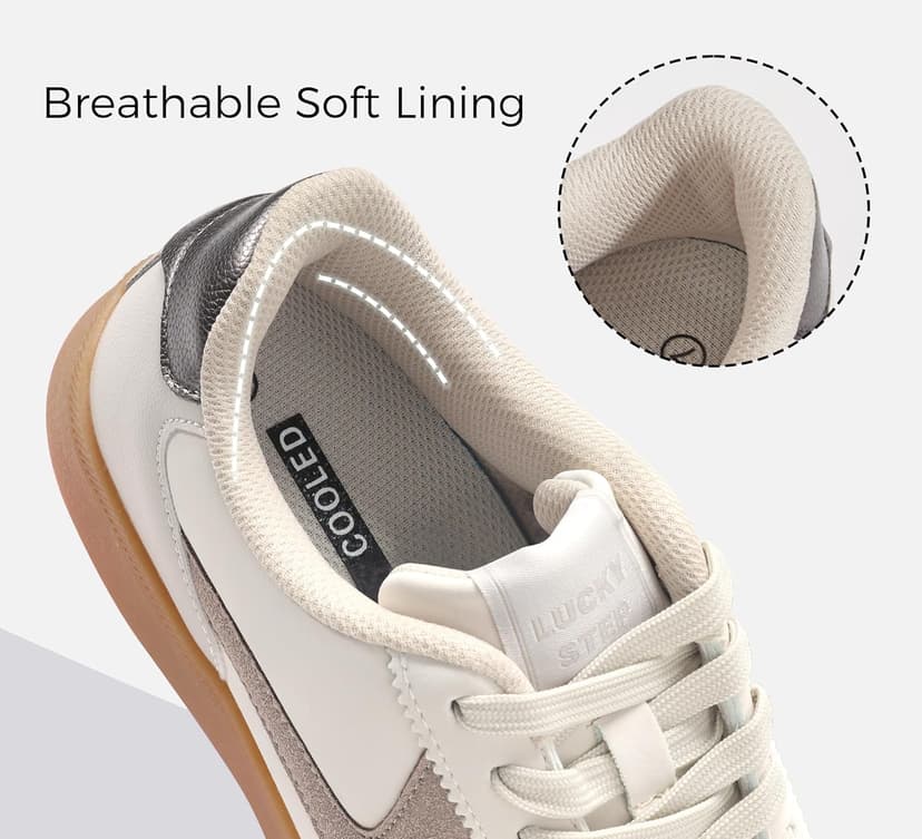 LUCKY STEP Women's Retro Fashion Sneakers Classic Casual Walking Shoes Non Slip Comfort Skate Shoes
