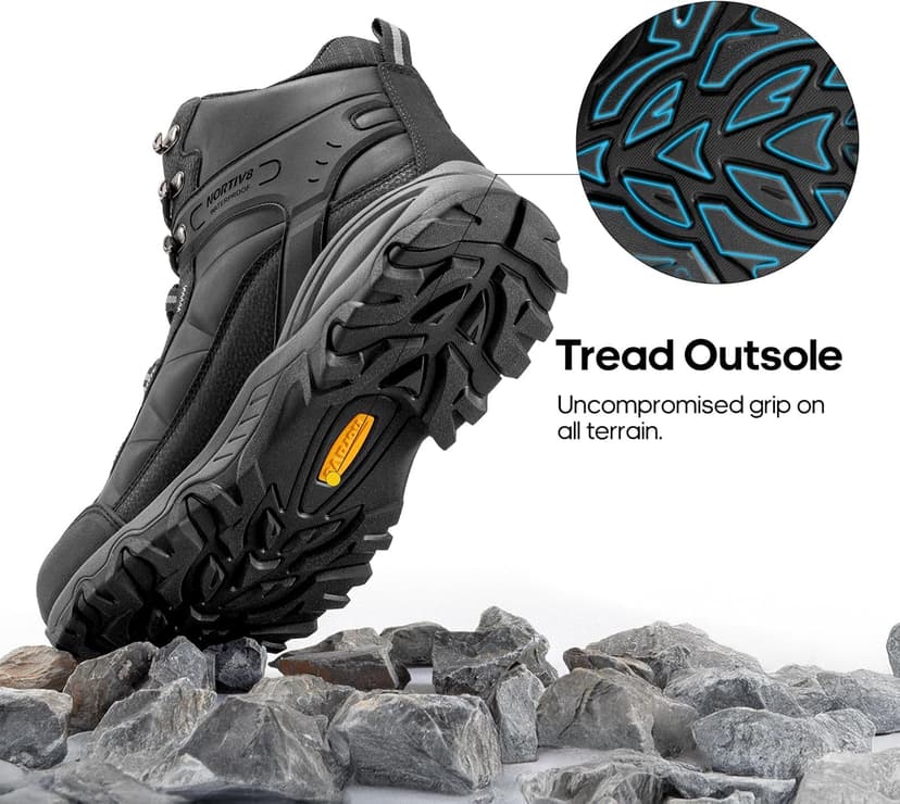 NORTIV 8 Men's Waterproof Hiking Boots Outdoor Trekking Lightweight Mountaineering Leather Shoes