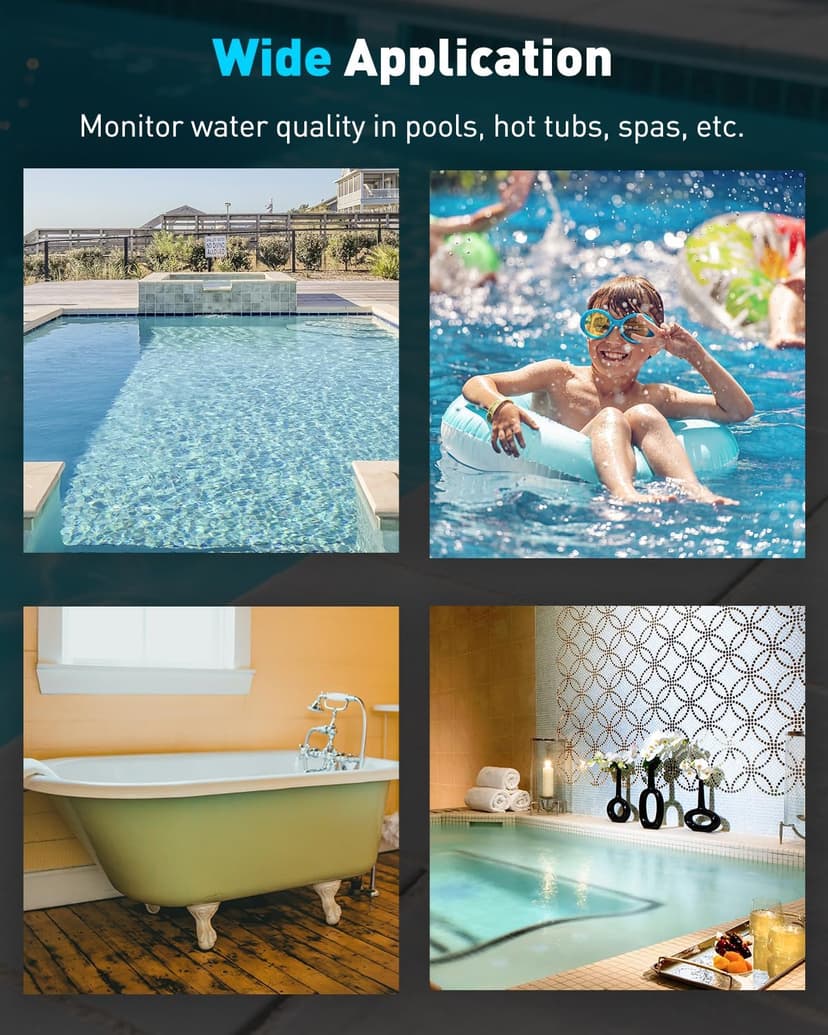 Pawfly 7 in 1 Digital Water Testing Kit, 50 Strips Hot Tub Test Kit, Digital Pool Water Tester for pH, Total Hardness, Total Chlorine, Free Chlorine, Total Alkalinity, Cyanuric Acid & Bromine