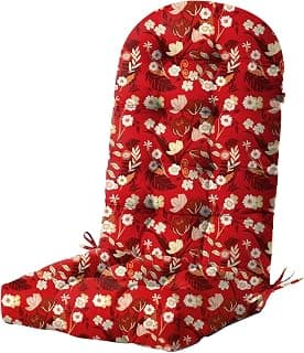 DANGHOOGY Outdoor/Indoor Adirondack Chair Cushion, Waterproof Outdoor Rocking Chair Cushion with Ties, Tufted Replacement Seat Cushions for Outdoor Furniture, Red Flower