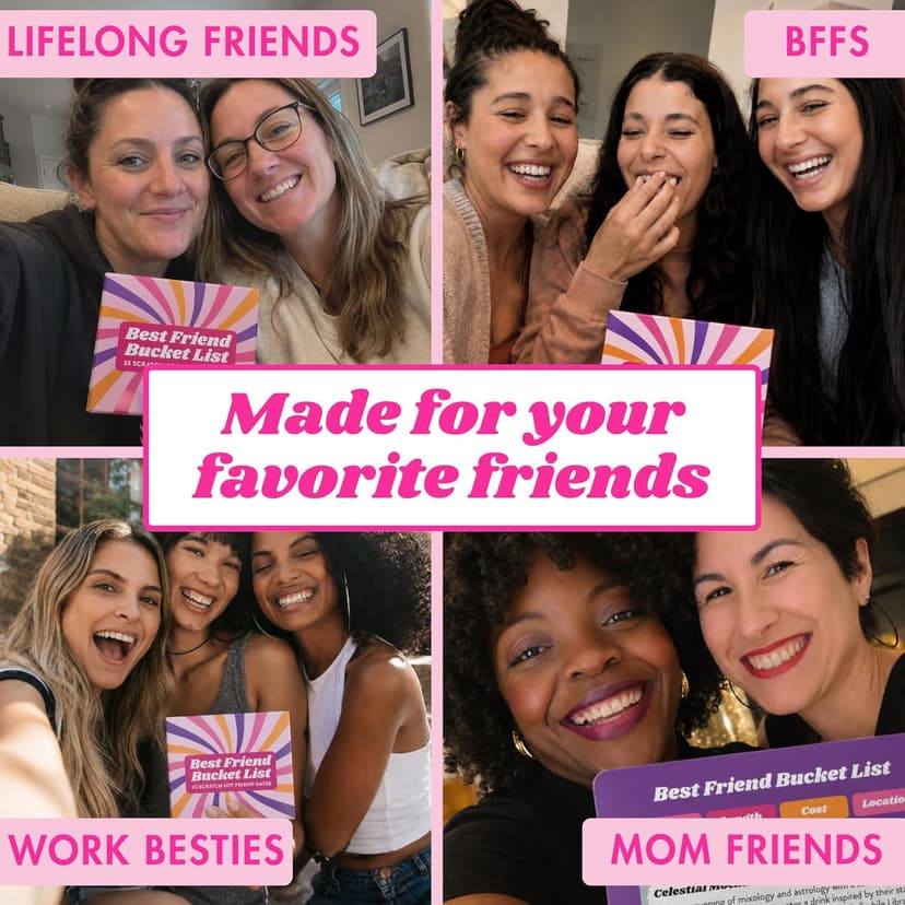 Best Friend Bucket List Scratch Off Cards – 35 Fun Adventure Date Ideas for Friends – Unique Gift for Women, Besties, or BFFs – Fun Friendship Gift for Birthdays or Holidays