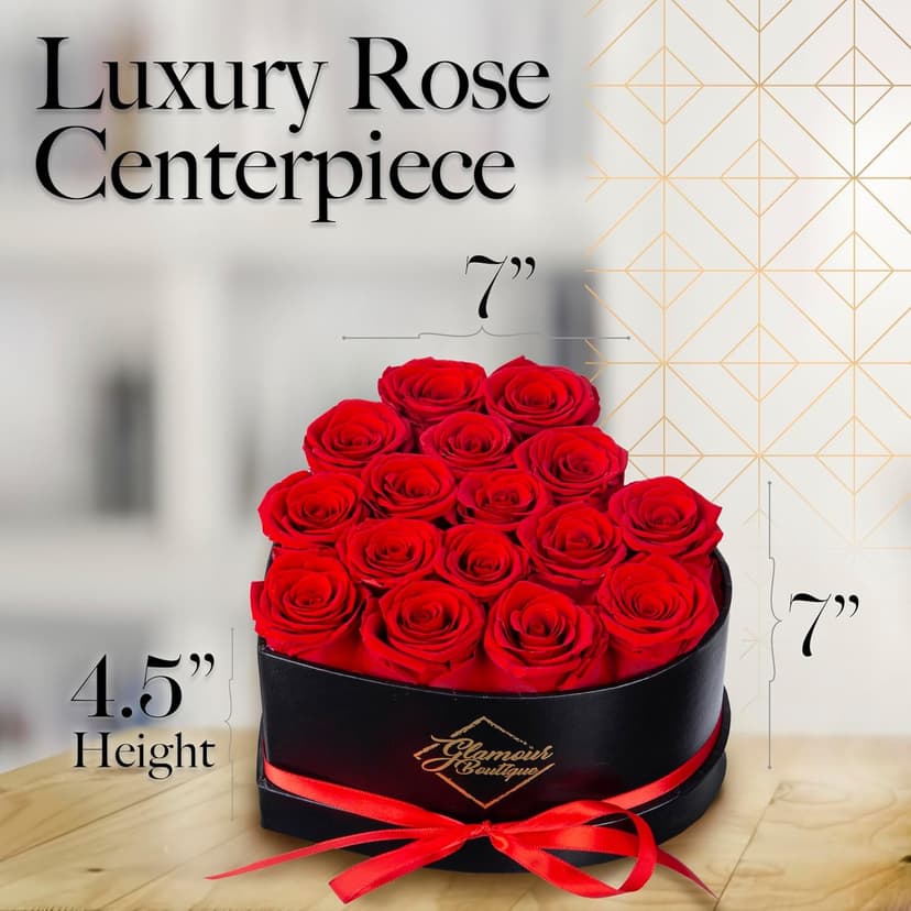16 Flower Forever Heart Shape Box - Preserved Roses Gift for Her, Preserved Flowers, Red