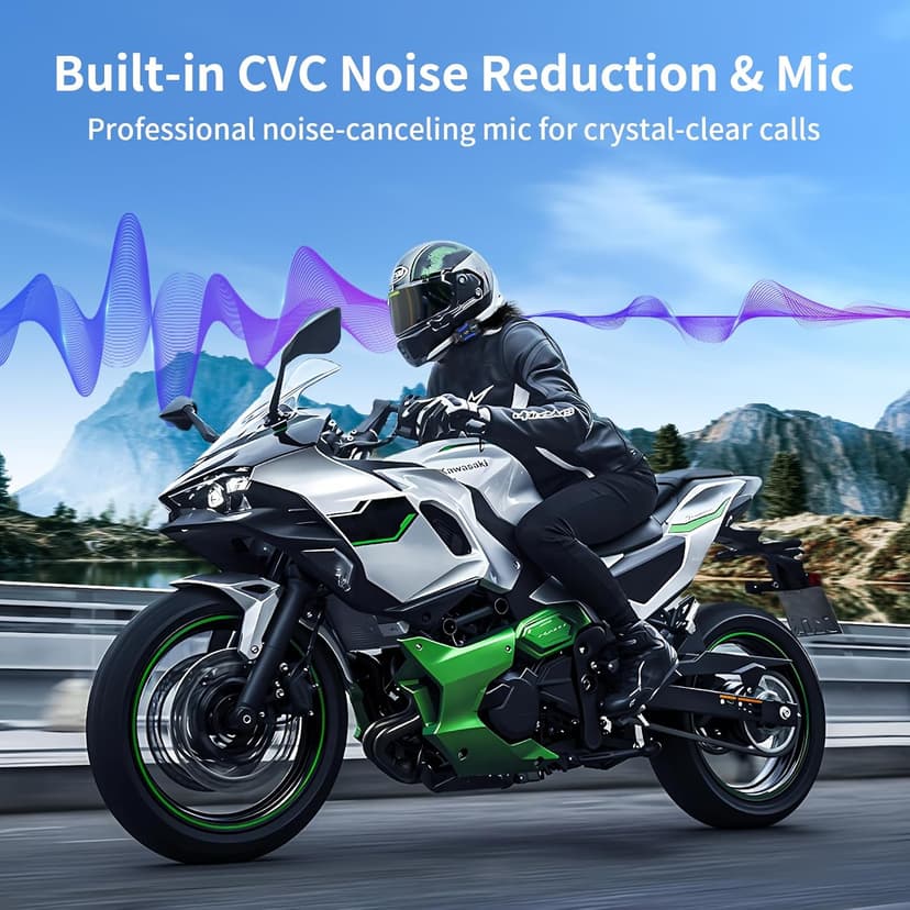 Fodsports FX4 Pro Motorcycle Bluetooth Headset, 4 Riders Group Motorcycle Intercom, 1200m Helmet Communication System with Hi-Fi Music/FM/Auto Call/Voice Control, Universal Pairing(Blue FX4 Dual)