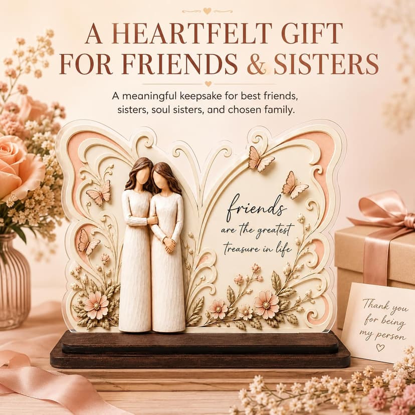 Thanksgiving, Christmas Gift for Friends, Besrt Friend, Friend Birthday Gifts for Women, 2-layer Acrylic and Wood Desk Decor Friendship Gifts for Women, Birthday Gifts for Friends, Friendship Plaques B0H8SXKFP6