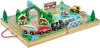 Melissa & Doug Take-Along Railroad Tabletop Playset with Wooden Train Toys, Animals & Scenery Play Pieces, Preschool Learning Toys for Girls & Boys 3+ - FSC Certified