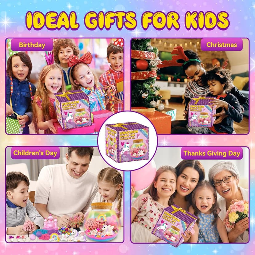 7july Unicorn Terrarium Crafts Kit for Kids-LED Night Light Up & Remote Unicorn Birthday Gifts Toys for Girls Ages5 6 7 8 9 10 Year Old-Christmas Gifts for Girls B0C88YHZMJ