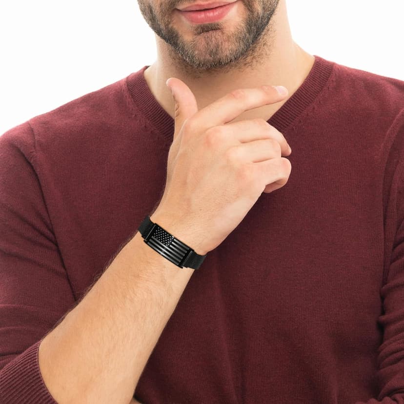 To My Son/Stepson/Son-in-Law Bracelet, Adjustable Stainless Steel American Flag Bracelet Jewelry, Birthday Valentine Christmas Day Gifts