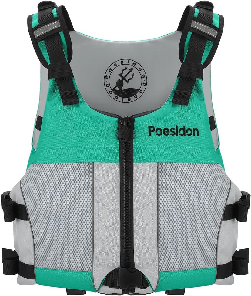 Poseidon Adjustable Water Safety Life Jacket - Classic Unisex Design with Front/Rear Storage Compartments for Multiple Water Activities