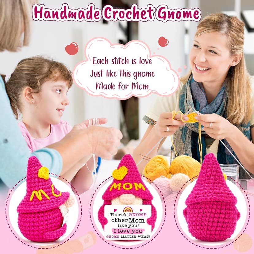 Funny Crochet Gnomes for Mother Mama Mommy Christmas Stocking Stuffers, Cute Mothers Day Gnome Gift from Son Kids, I Love You Mom Birthday Gifts from Daughter - Gifts for Mom Christmas B0F5HSJGL7