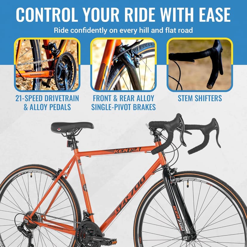 Kent GRZ700 Road Bike, 700c Men's, 21 Speed