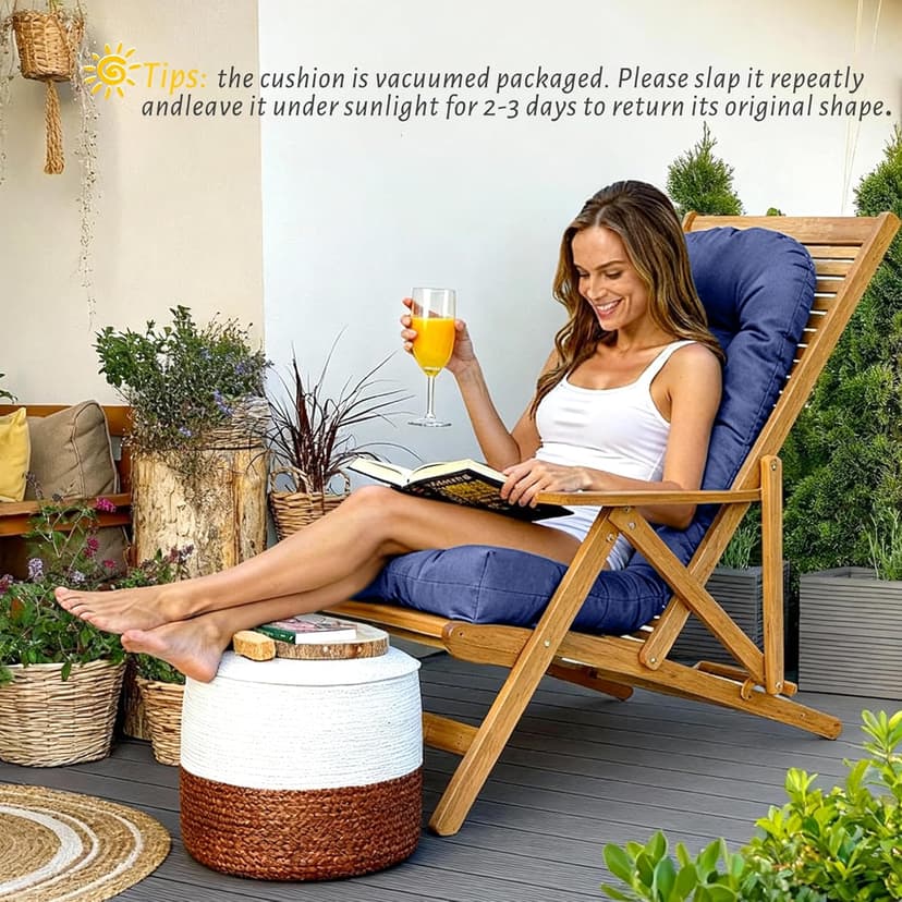 Rocking Chair Cushion Adirondack Chair Cushions with Non-Slip Ties, High Back Patio Chair Cushions,Fade-Resistant & Waterproof,Indoor/Outdoor Rocking Chair Pad for Living Room, Deck, Blue
