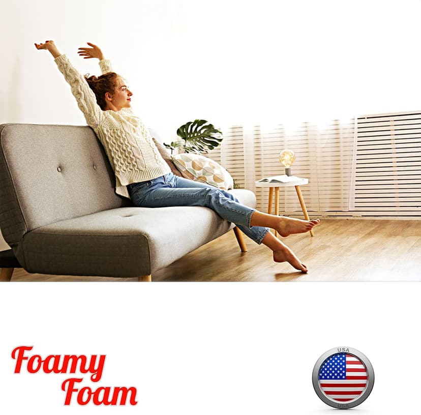 FOAMYFOAM High Density 4 inch Thick, 24 inch Wide, 24 inch Long Upholstery Foam, Cushion Replacement