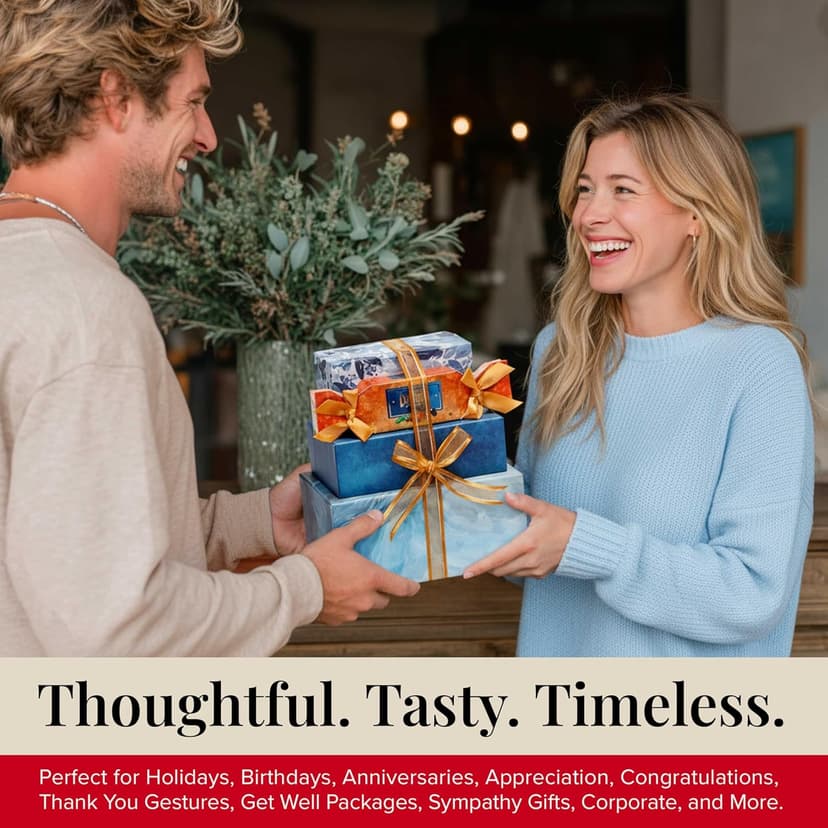 Broadway Basketeers Food Gift Baskets for Holiday Delivery, Men, Women, College Students - Gift With Chocolate Cookies, Popcorn & Candies - Birthday, Thank You, Sympathy or Get Well Christmas Gifts Box