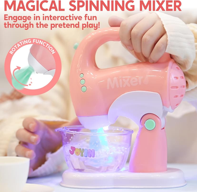 Joyin Play Kitchen Toys, Pretend Food Kitchen Accessories Girls Toy with Coffee Maker, Mixer, Toaster with Realistic Lights& Sounds, Birthday Gift for Kids B0CLVF5HM5