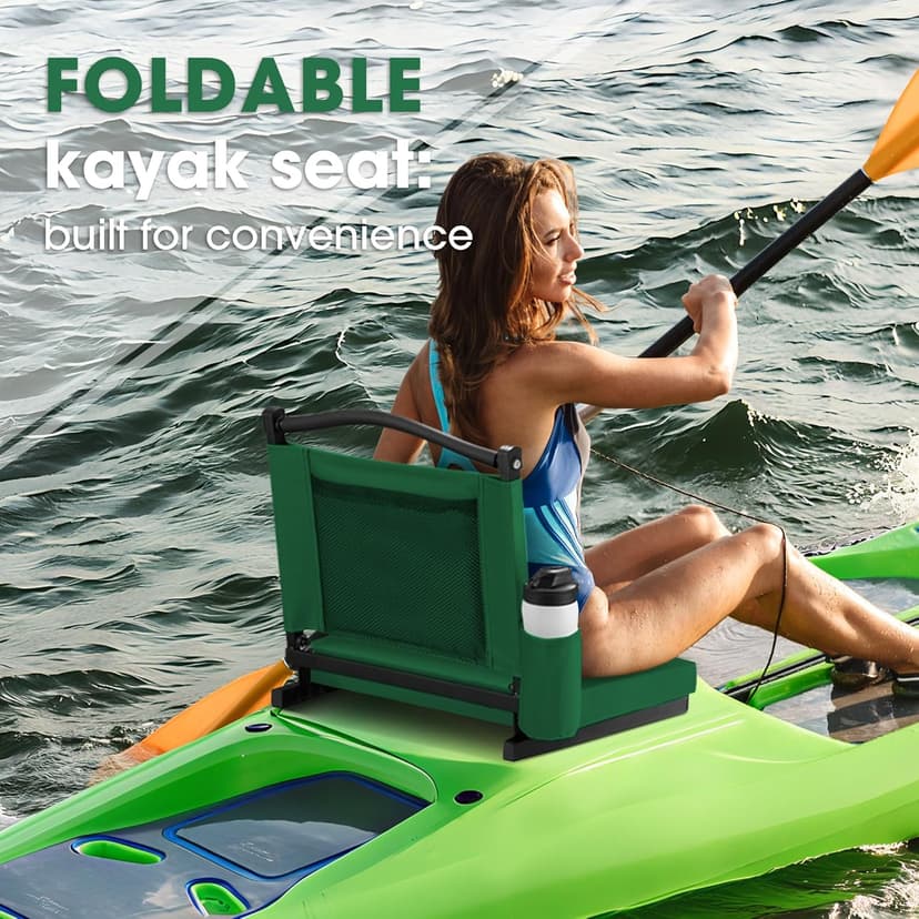 Fragess Kayak Seats with Back Support & Adjustable Shoulder Straps - Universal Padded Kayak Seat Cushion & Paddle Board Seat for SUP, Canoe, Fishing Boats (Hunter Green)