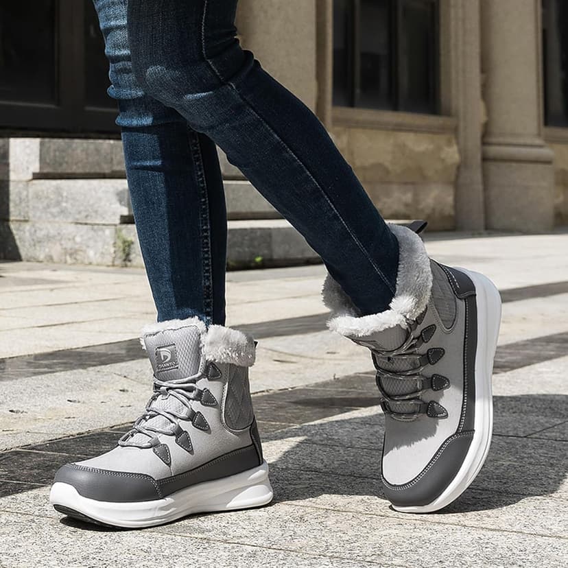 Dannto Womens Winter Snow Boots Warm Fur Lined Ankle Shoes Water Resistant Booties Non Slip Sole