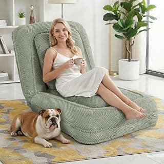 Human Dog Bed, Lazy Sofa Couch, Plush Floor Gaming Chair,5 Adjustable Position, sit, Sleep, fold, Suit to Put in Bedroom, Living Room,Space Saving Design (Green)