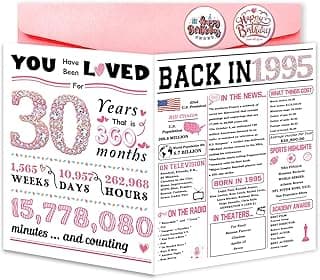 30th Birthday Card,30th Birthday Decorations for Her,Happy 30th Birthday Gifts for Women,Funny 30 Years Old Bday Gift for Sister Friends