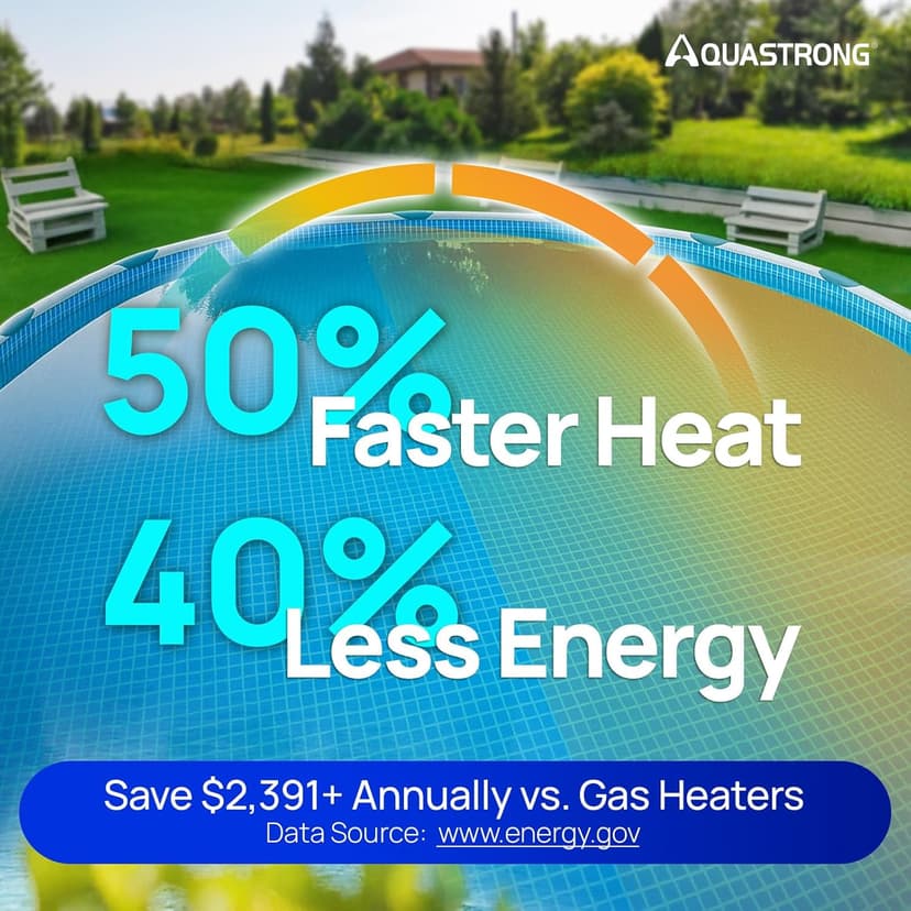 AQUASTRONG Inverter Swimming Pool Heat Pump,Pool Heater for Above Ground and Inground Pool Heating and Cooling Pool Heater, Smart WiFi Control Pools Up to, 7000 Gallons