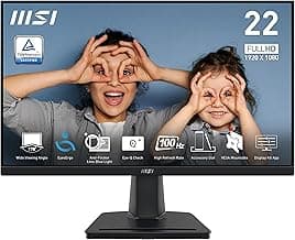 msi PRO MP225V, 22-inch, 1920 x 1080 (FHD) Computer Monitor, 100Hz, Adaptive-Synch, HDMI, Video Port, Low Blue Light, Eye-Q Check, VESA Mountable, Tilt, 1ms, Black