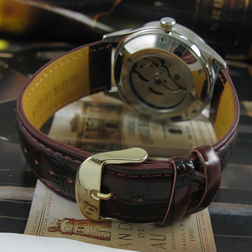 MASTOP Men's Classic Automatic Mechanical Day Calendar Luxury Leather Band Watch