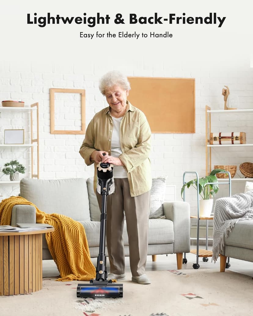 Trucozie Cordless Vacuum Cleaner, 8-in-1 Lightweight Stick Vacuum with 45mins Runtime, Powerful Suction, Vacuum Cleaners for Home, Hardwood Floors, Carpet, Pet Hair, Black