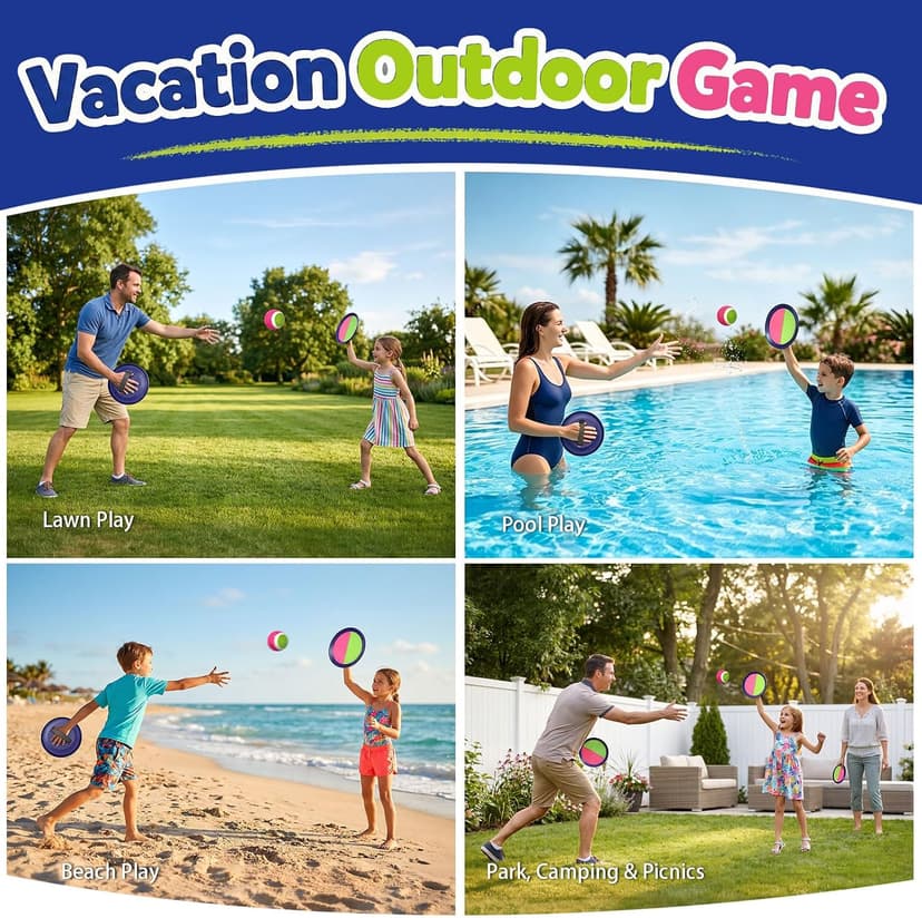 Toss and Catch Velcro Ball Set for Kids Outdoor Toys Yard Games Outside Games Beach Toys for 3 4 5 6 7 8 9 10 Year Old Boys Girls Classic Gift B0H36QJ768