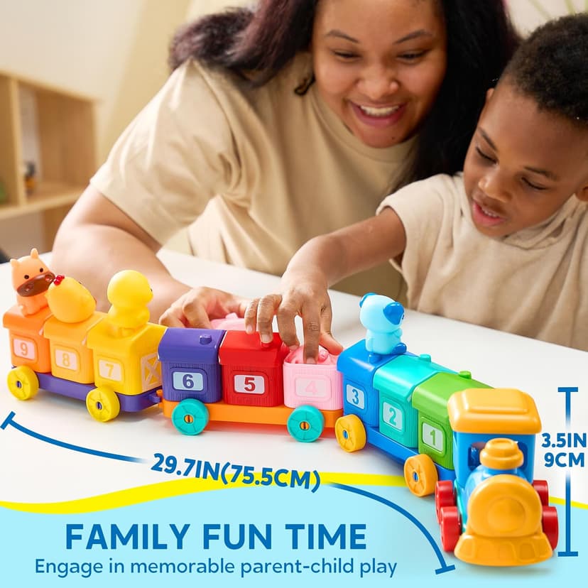 Play-Act Learning Toys for 1 2 3 Years Old, Counting, Matching & Sorting Montessori Learning Farm Train Including 9 Farm Animals, Birthday Gift for Baby Boys Girls B0CYT85XT6