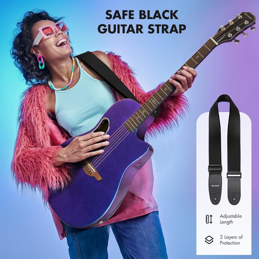 CAHAYA Acoustic Electric Guitar Kit - 41” Carbon Fiber Adult Beginner Set with Bag and Strap Built-In Pickup Rich Resonance & Warm Tone for Performance Ready, Pearl Blue-Purple Finish