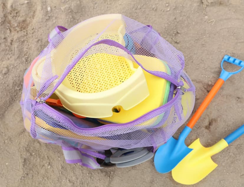 LEAFOREST Large Beach Bag with Zipper - Lightweight Mesh Bag for Swimming Pool Sand Toys