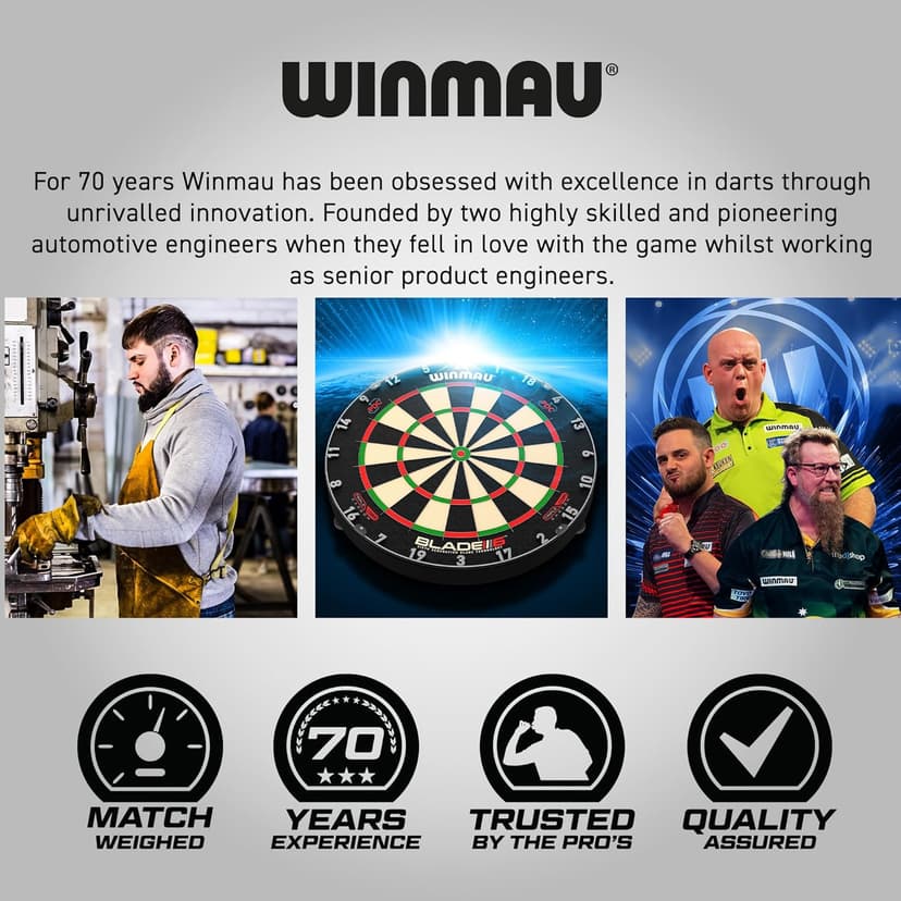 Winmau Darts - Masters Pro Premium Bristle Dartboard Set - Includes Dart Board, Darts, Flights, Shafts and Oche Strip - Professional Steel Tip Darts & Dart Board for Adults