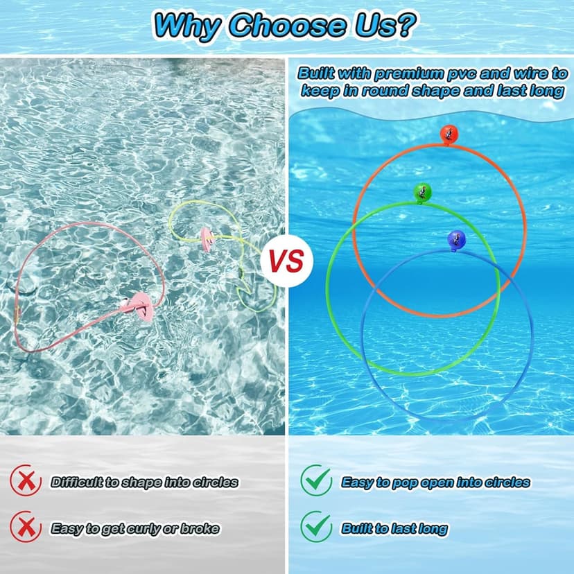 Jasonwell Pool Toys Diving Rings - 28PCS Swim Thru Rings Pool Game Diving Toys with Dive Ring Underwater Treasures Torpedo Bandits Fish Toy Fun Water Swimming Toy for Boys Girls Kids Teens Adults