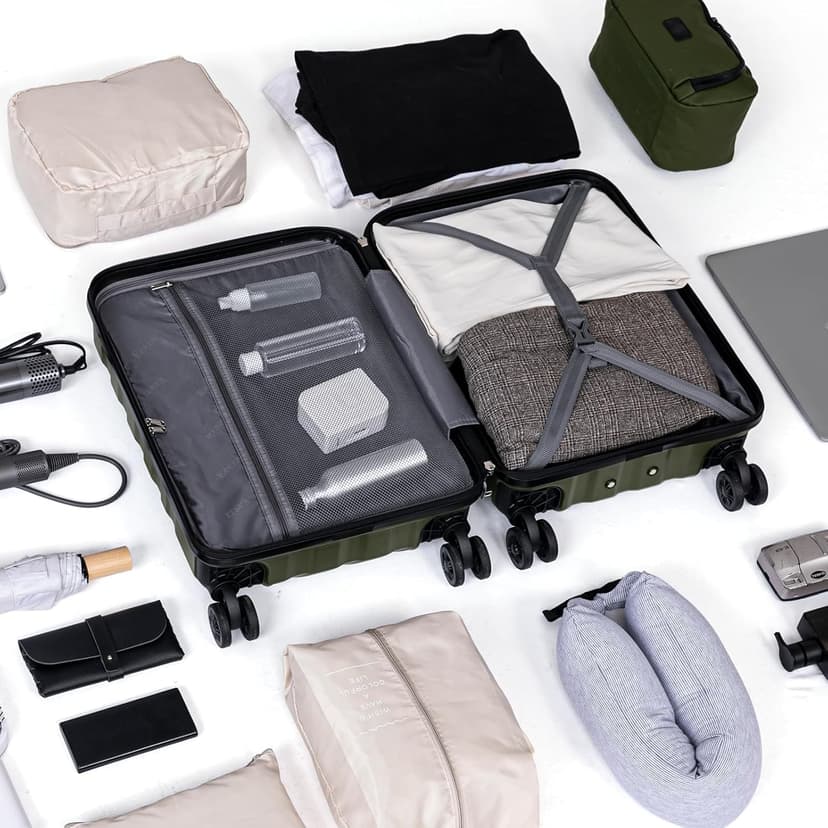 Eeeza Luggage Sets 5 Piece, Suitcases with Wheels, ABS Hard Case Luggage with TSA Lock Spinner Wheels, Carry On Luggage Set(5 Piece Sets (20"/24"/28"/DB/TB))