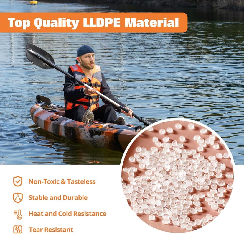 11.9 ft Fishing Kayak for Adults, Sit on Top Kayak with Paddle & Comfortable Seat, Hard Shell Recreational Ocean Fishing Boat for Lake River Sea, 661 LBS Capacity