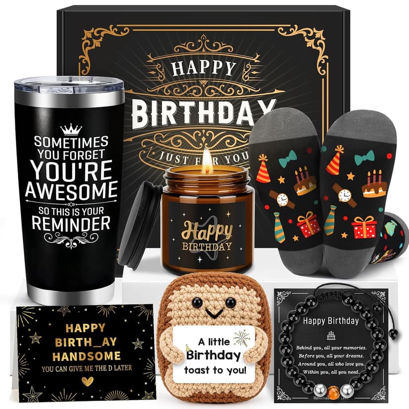 Birthday Gifts for Men Funny Birthday Gift Ideas Unique Presents Baskets for Him Happy Bday Gift Box for Men Who Have Everything Cool Bday Sets for Man Boyfriend Male Friends Bf Brother Adult Husband B0H4KYHPZ4