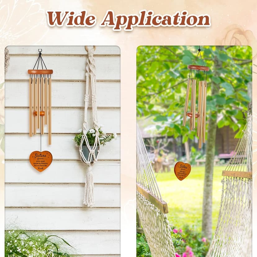 Sisters Gifts from Sister, Sister Birthday Gifts Wind Chime, Bestie Gift for Women, Unique Sisters Gift for Birthday, Christmas, Mothers Day, Wedding, Graduation, Garden Decoration