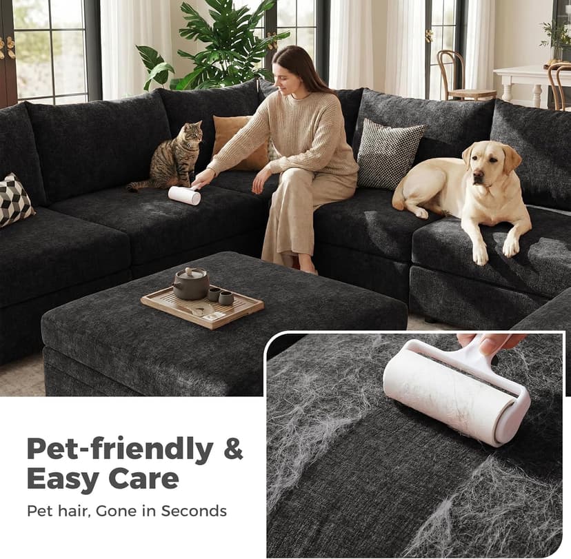 ABCASA Black Oversized Accent Chair with Removable & Washable Chenille Cover, Modern Mid-Century Upholstered Armchair, Deep Seat Comfy Reading Chair for Living Room, Pet & Kid Friendly