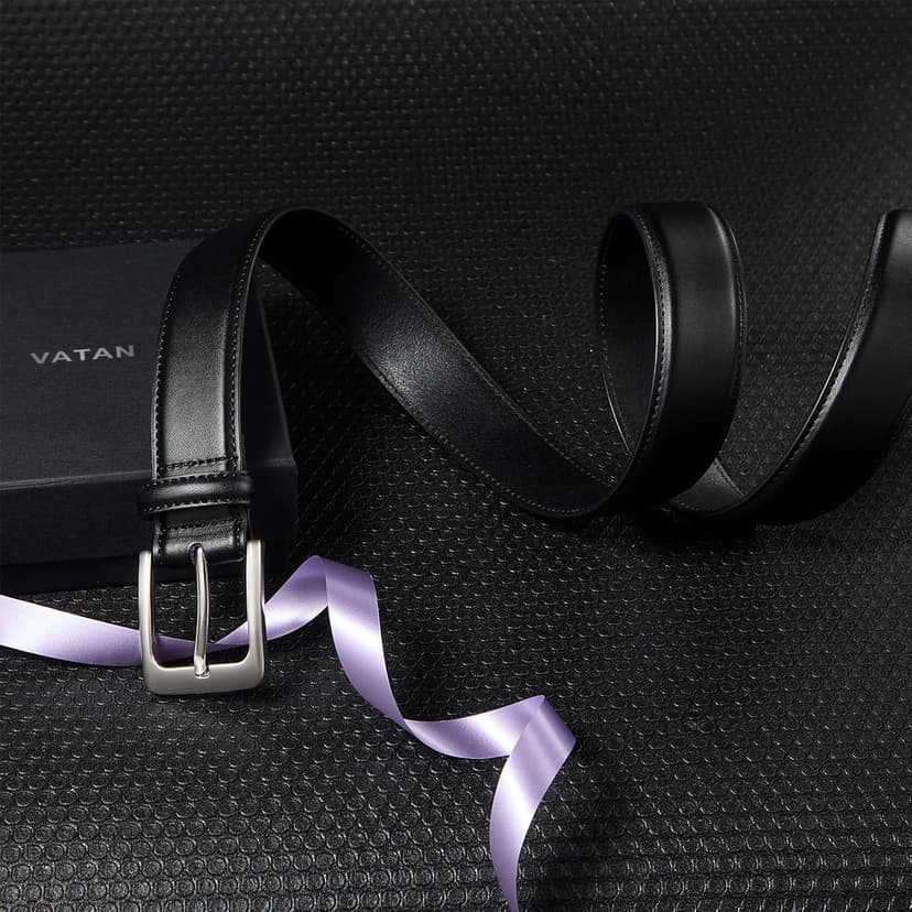 VATAN Men's Genuine Leather Dress Belts, Handmade Classic Every Day Leather Jeans Belt for Men Work Business Casual