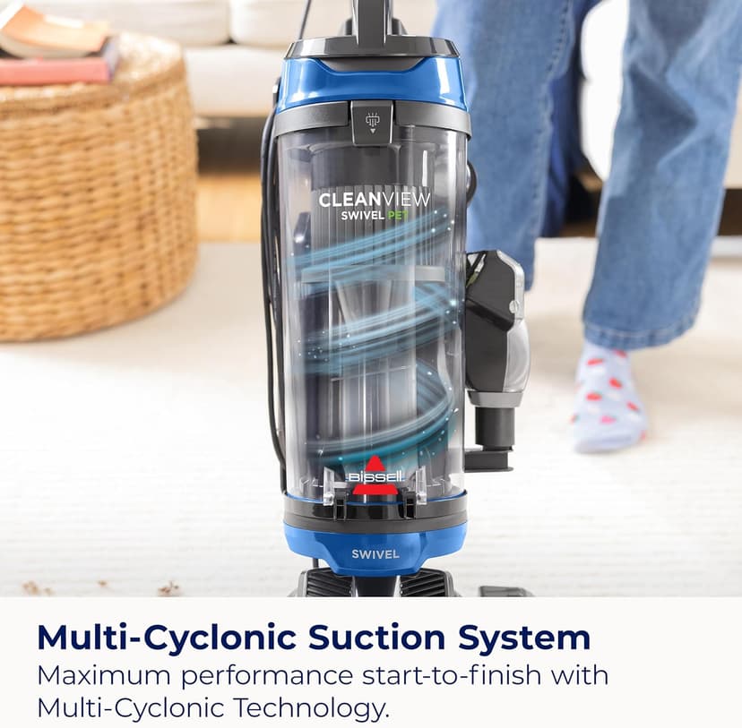 Bissell CleanView Swivel Vacuum with Triple Action Brush Roll, Swivel Steering, Extension Wand, Easy-Empty Dirt Tank, Multi-Cyclonic Suction System, New 2024 Model
