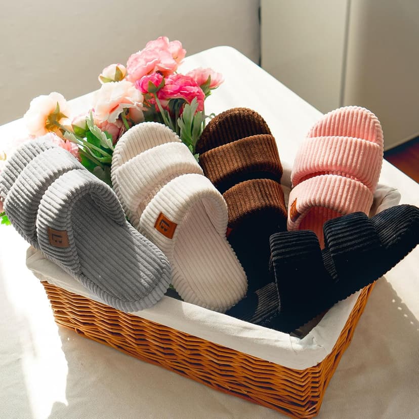Dual-Strap Slide Sandals, Comfortable Cushioning , Lightweight Non-Slip Sole, Home Bedroom, Birthday Gift, Machine Washable LongBay Slippers for Women Memory Foam Open Toe Indoor House Shoes Gifts B0DP277YRM
