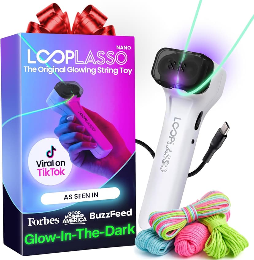 Loop Lasso NANO - Viral Glow in the Dark String Toy - 100+ Tricks, Beginner-to-Pro - Stocking Stuffers for Teen Boys, Christmas Gift for Boys 8-13+, Cool Gadgets for Kids & Adults