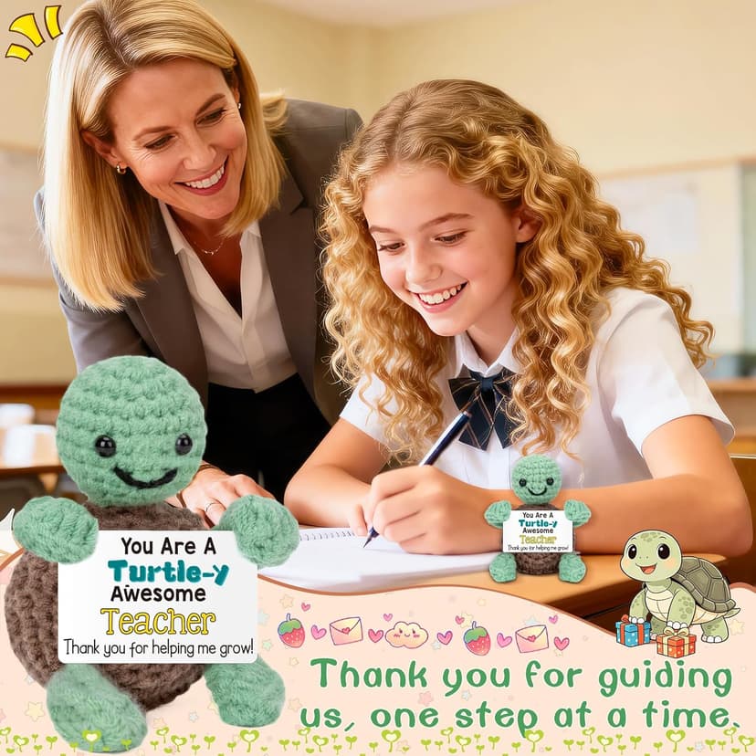 Mini Funny Turtle Teacher Valentine Day Gift for Women Men, End of Year Thank You Teacher Appreciation Gifts Ideas In Bulk, Personalized Cool Small Cute Stuff Things, Daycare Music Teachers Must Have