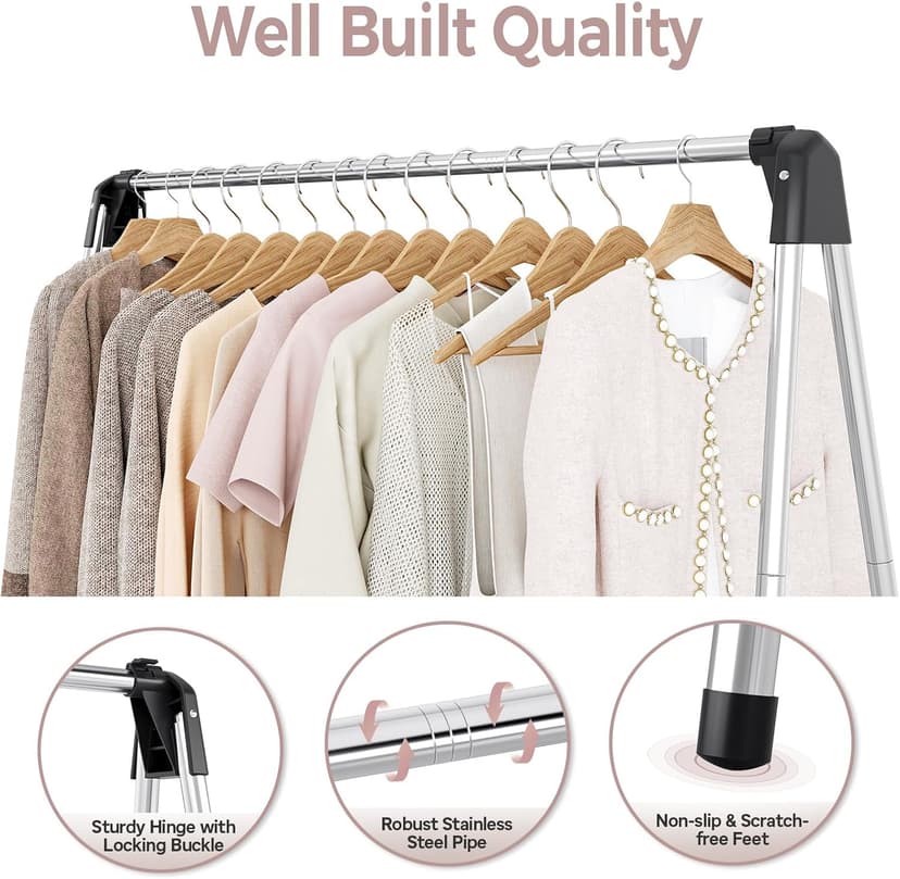 TOOLF Clothes Drying Rack Foldable, Laundry Drying Rack Stainless Steel, Portable Clothes Rack, Drying Rack for Clothing, Indoor Outdoor, Free-Standing, Large Capacity