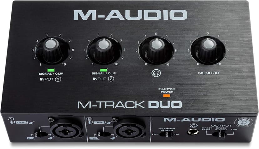 M-AUDIO M-Track Duo USB Audio Interface for Recording, Streaming and Podcasting with Dual XLR, Line and DI Inputs, plus a Software Suite Included