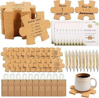80Pcs/20 Sets Employee Appreciation Gifts Set - Puzzle Cork Coasters with Cards, Pens & Paper Bags, Thank You Gifts Bulk, Appreciation Gift for Coworkers, Perfect for Teachers, Nurses, Office, School B0GWCJP3J9