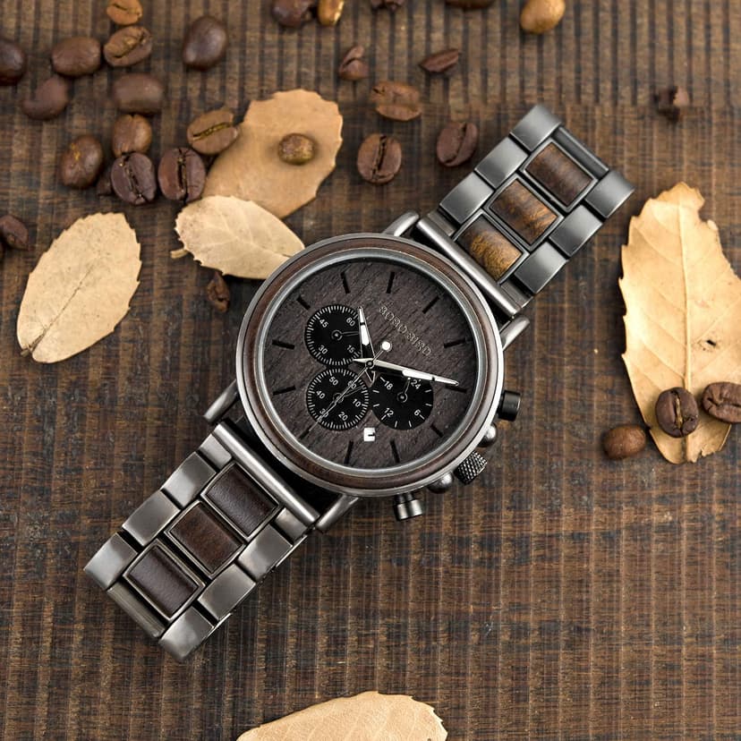 2win Engraved Wooden Watch for Boyfriend My Man Fiancé Husband Customized Personalized Wood Watches for Men Birthday Anniversary Personalized Watch