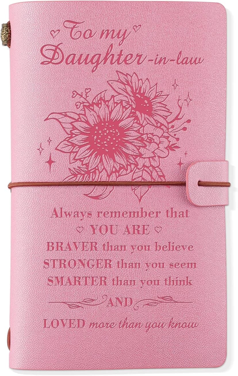 140 Page Refillable Journal Christmas Mothers Day Gifts for Daughter In Law from Mother In Law Daughter In Law Gifts Leather Journal, Daughter In Law Birthday Gifts B0BVVJKNSR